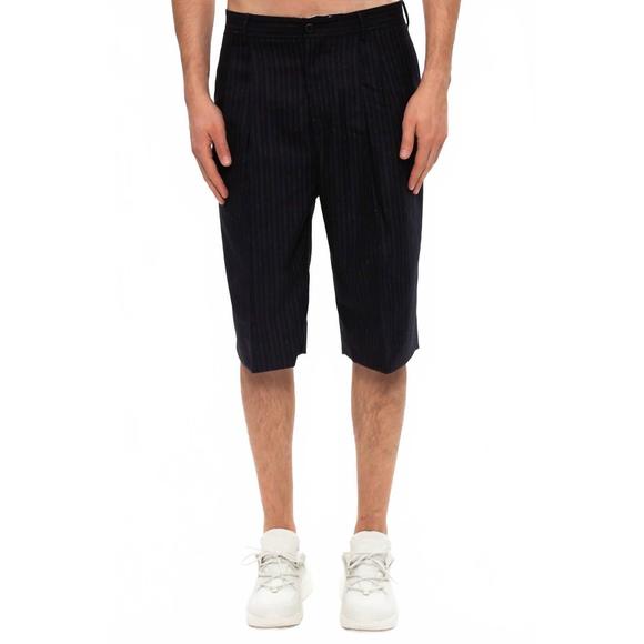 NEW SALVATORE FERRAGAMO men's pinstriped shorts in navy